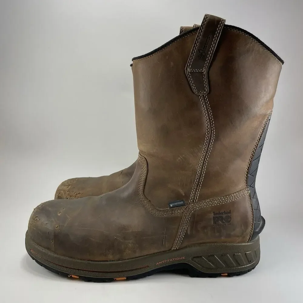Timberland PRO Helix HD Mens Boots Size 12 Wide Comp Toe Brown Waterproof A1XFX